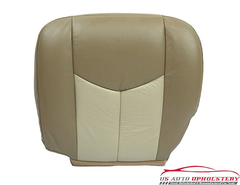03-06 GMC Sierra Denali Quadrasteer Driver Bottom 2-TONE LEATHER Seat Cover TAN- - usautoupholstery