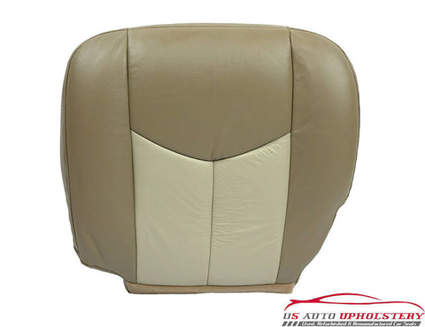 2003, 04, 05, 2006 GMC Sierra Denali Driver Bottom Leather Seat Cover 2-TONE TAN - usautoupholstery