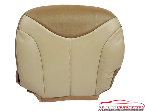2002 GMC Sierra Denali Quad Super Cab Driver Bottom Leather Seat Cover 2Tone Tan - usautoupholstery