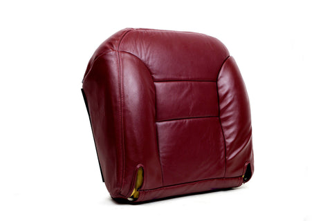 95-99 Chevy Suburban Tahoe LT Driver Side Bottom Leather Seat Cover RED/Burgundy - usautoupholstery