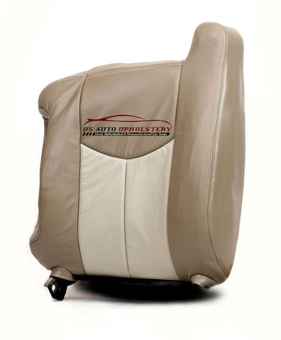03-06 GMC Sierra Crew Cab Denali Driver Lean Back Leather Seat Cover 2 Tone Tan - usautoupholstery
