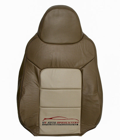03 04 05 06 Expedition Driver Lean Back Perforated Leather Seat Cover 2 Tone Tan - usautoupholstery