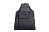 05 Ford F250 Lariat Driver Lean Back Leather Seat Cover with Lariat Logo - Black - usautoupholstery